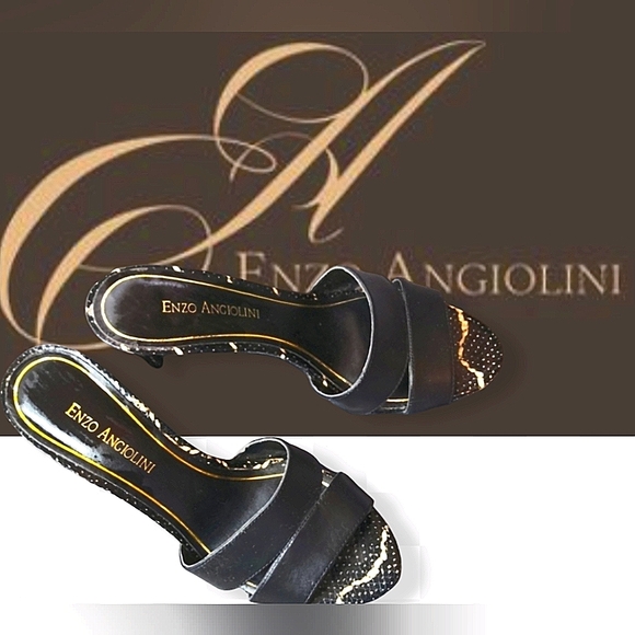 Enzo Angiolini VINTAGE sandal peep toe pumps snake design in gold Italian shoes - Picture 2 of 12